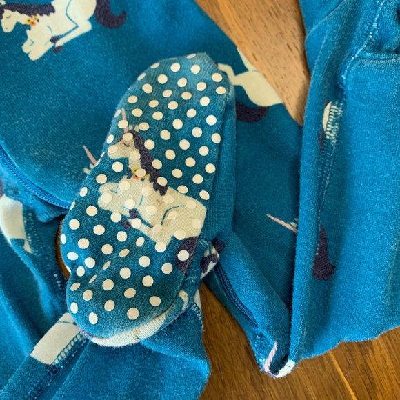 HANNA ANDERSSON Zip Unicorn Pajamas 18-24 80cm Organic Cotton Footed Sleeper PJs - Picture 7 of 8